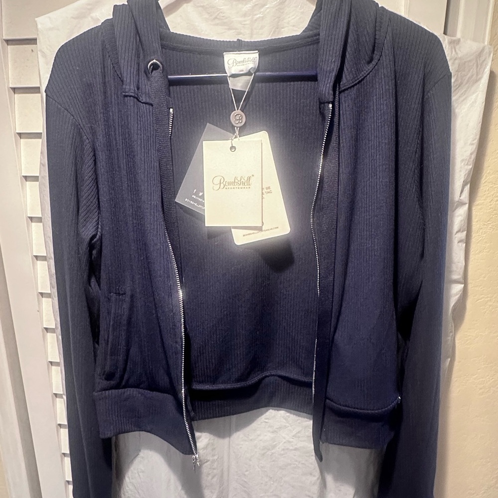 Navy blue Bombshell Sportswear zip up hoodie